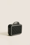 CHANEL Black White Caviar Filigree Small Vanity Case Crossbody with Red Leather Interior