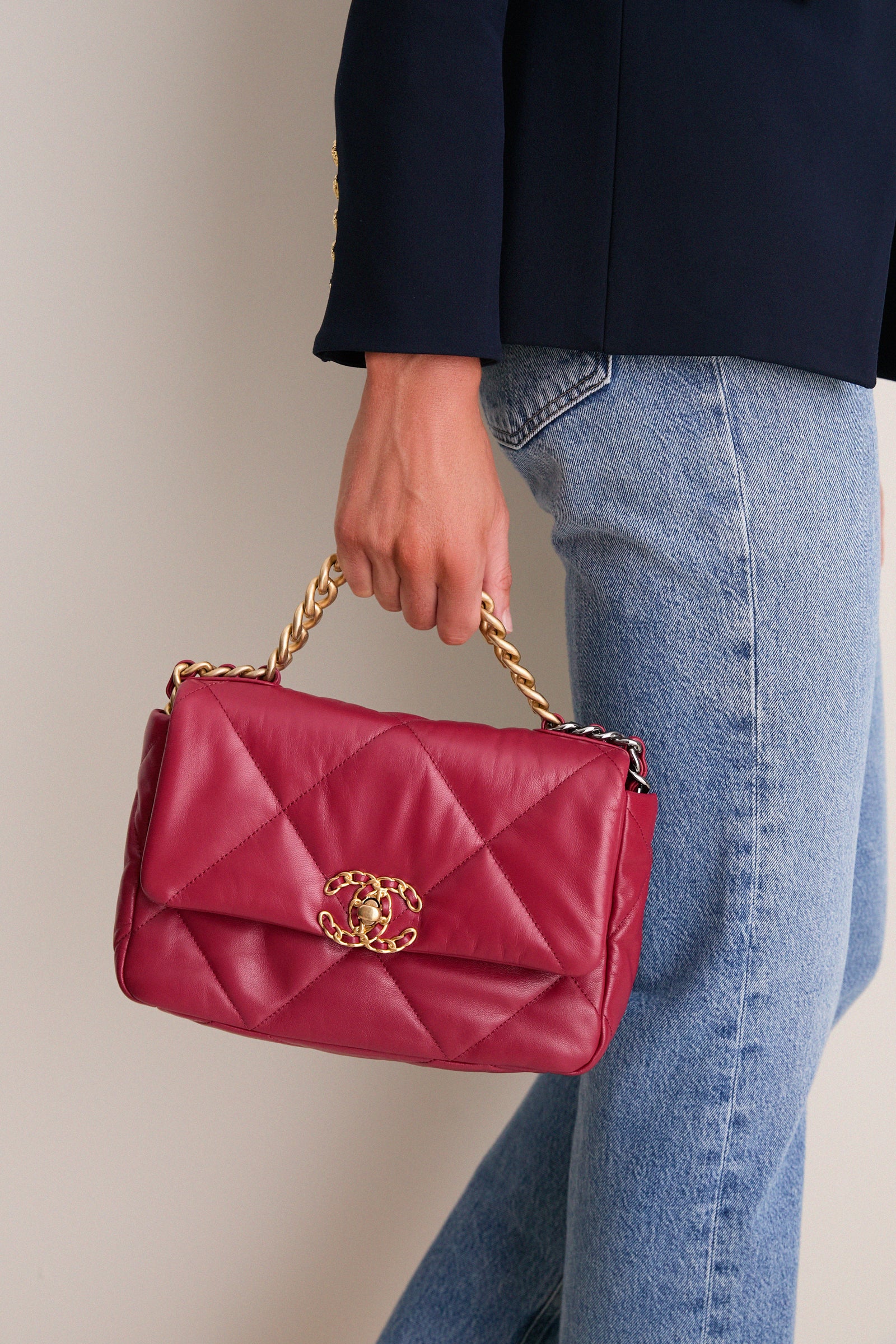 CHANEL Red 19 Chain Shoulder Bag