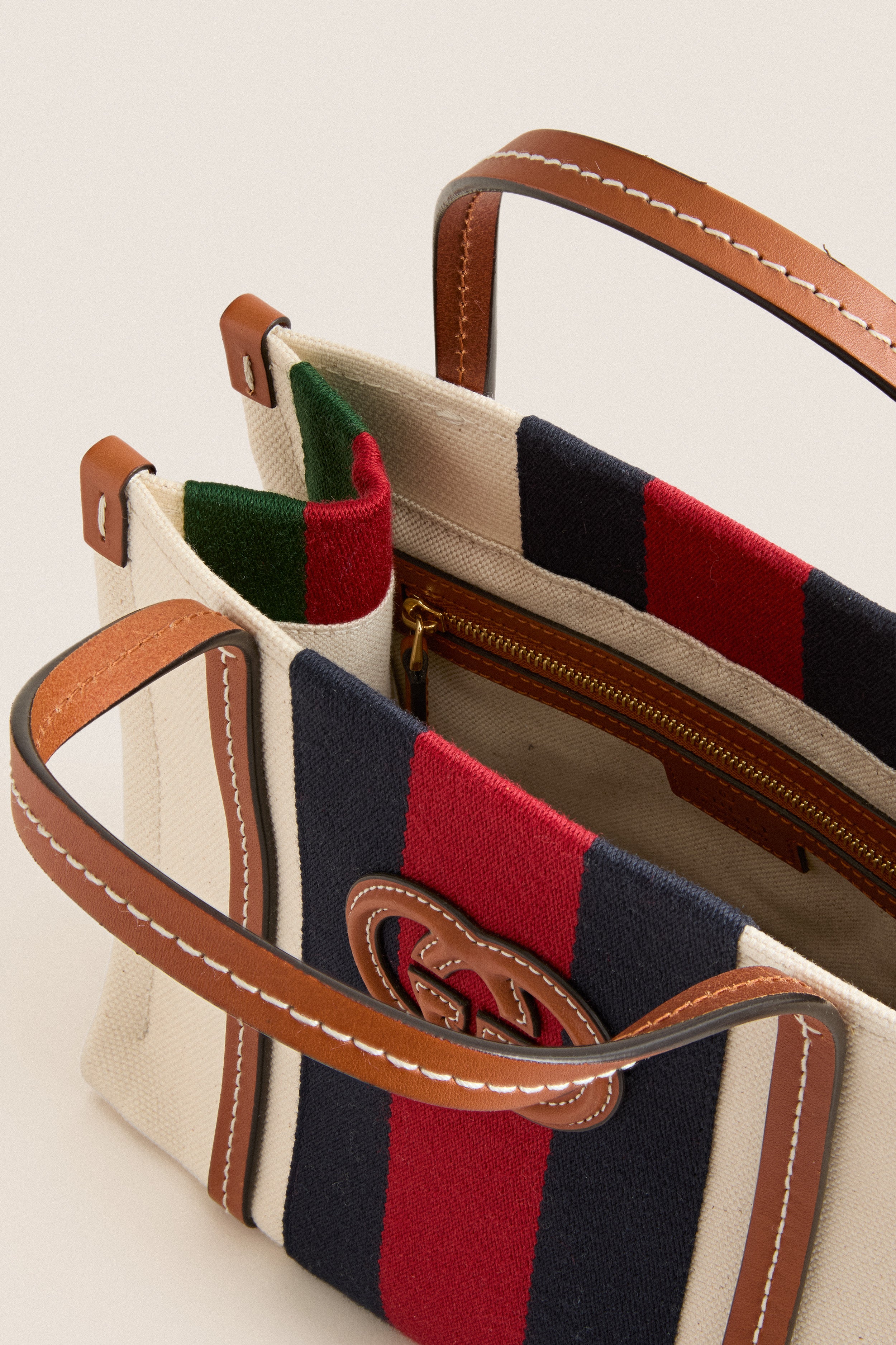 GUCCI Beige Interlocking G X Leather Two-Way Handbag | Tuckernuck