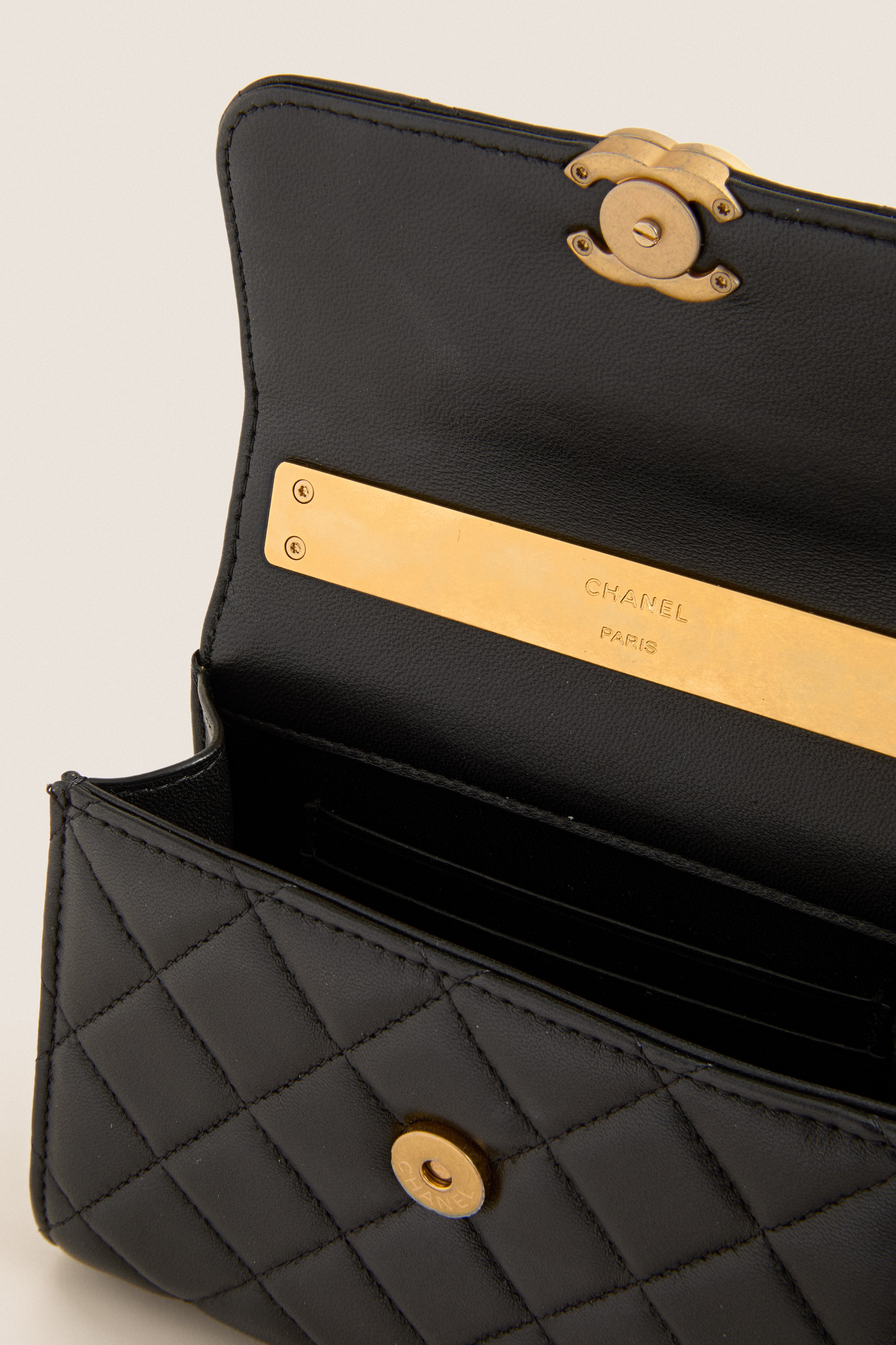 CHANEL Black Matelasse Two-Way Handbag Top Handle | Tuckernuck