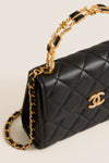 CHANEL Black Matelasse Two-Way Handbag Top Handle