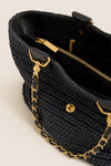 CHANEL Navy Blue Coco Mark X Leather Chain Tote Bag