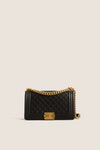 CHANEL Black and Gold Boy Chanel 25 Chain Shoulder Bag