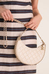 CHANEL Light Beige Lambskin Quilted Small Hobo Bag