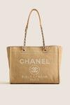 CHANEL Beige Mixed Fibers Small Deauville Tote