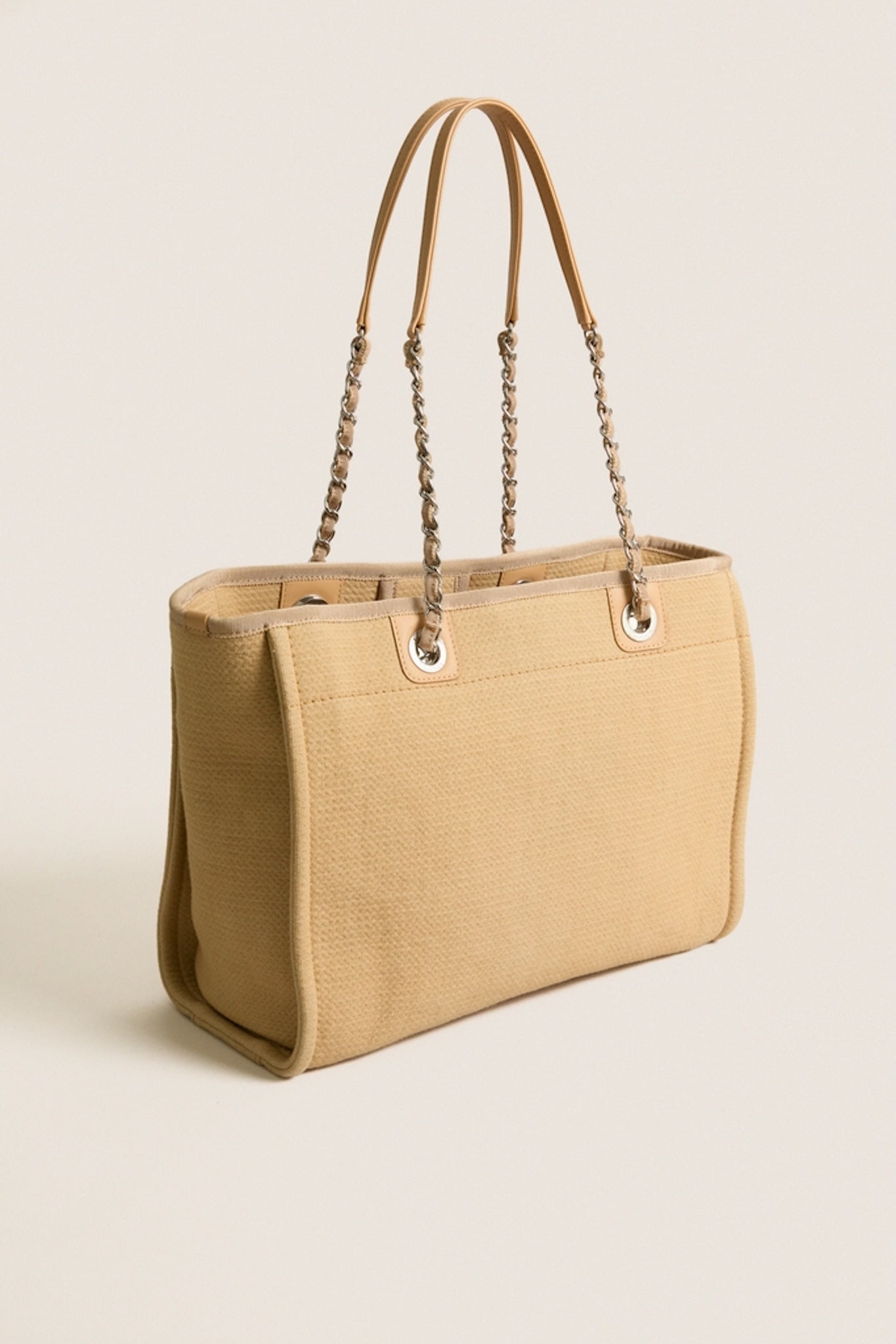 CHANEL Beige Mixed Fibers Small Deauville Tote
