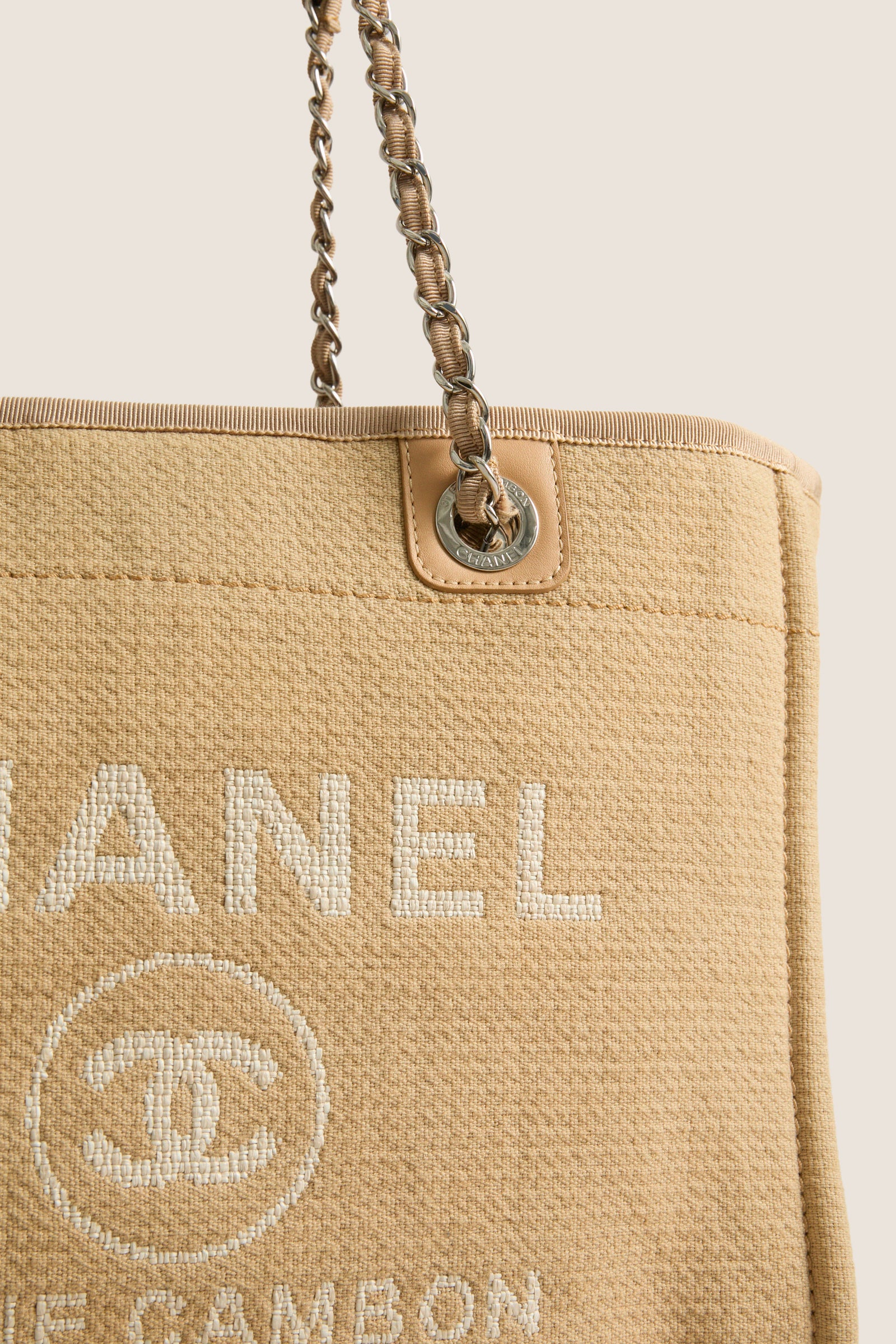 CHANEL Beige Mixed Fibers Small Deauville Tote