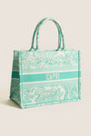 DIOR Aquamarina Canvas Embroidered Medium Dioriviera Toile De Jouy Book Tote