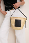 LOEWE Natural Black Raffia Drawstring Basket Tote Bag