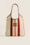 MIU MIU Ivy Naturale Moro Canvas Calfskin Striped