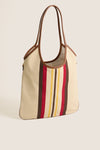MIU MIU Ivy Naturale Moro Canvas Calfskin Striped