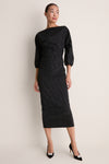 Black Moire Ezra Midi Dress