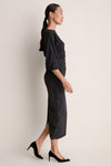 Black Moire Ezra Midi Dress