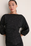 Black Moire Ezra Midi Dress