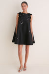 Black Multi Bow Embroidered Melody Mini Dress