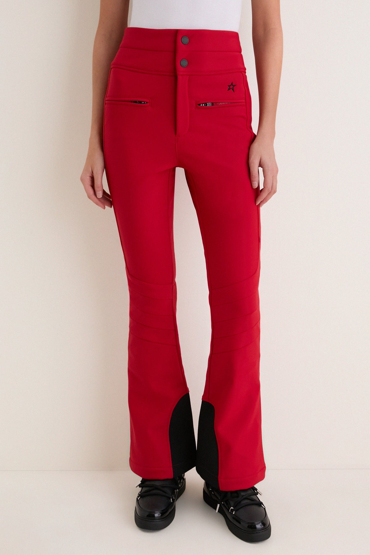 Red Aurora High Waist Flare Ski Pant