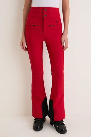 Red Aurora High Waist Flare Ski Pant