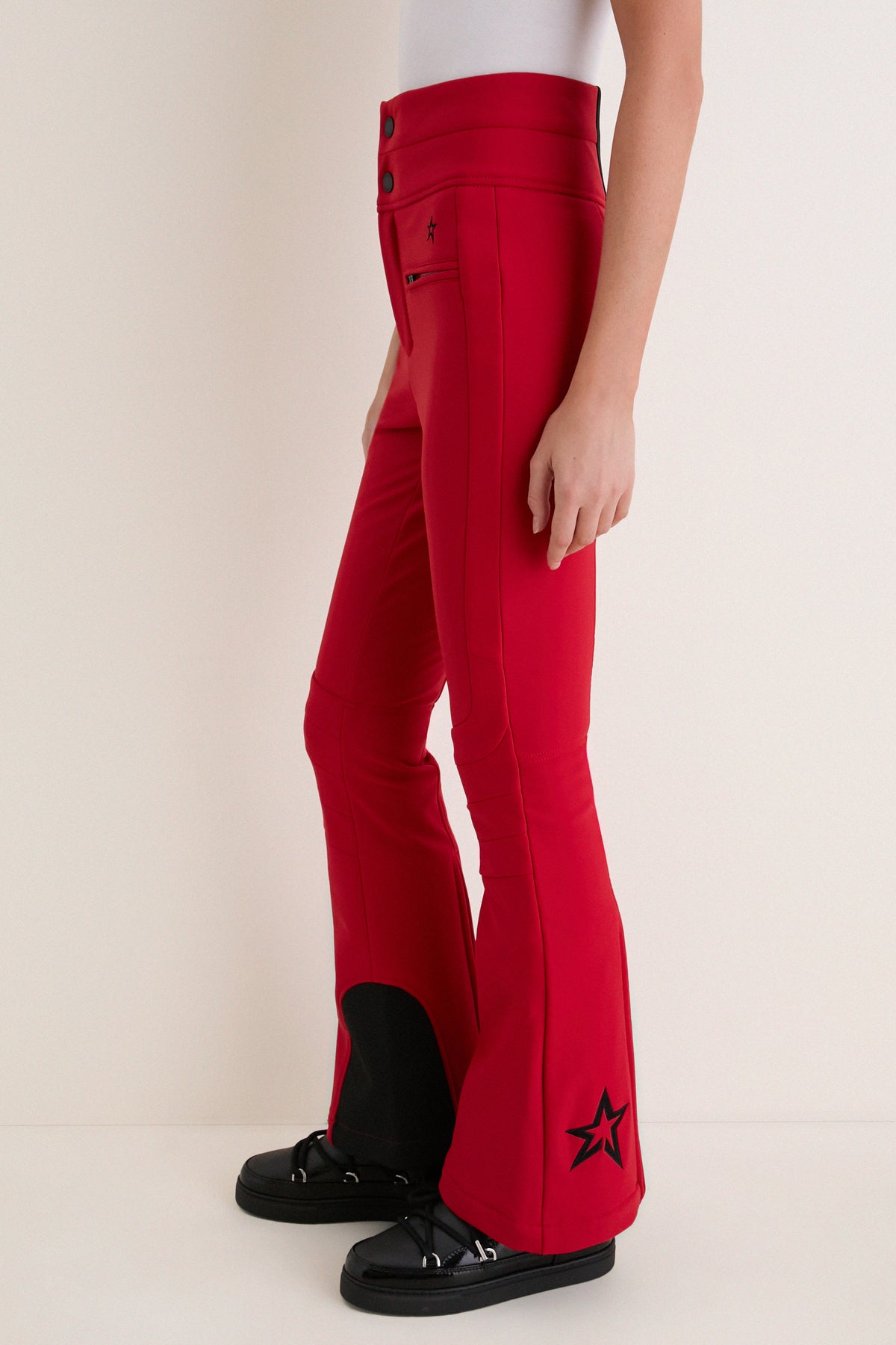 Red Aurora High Waist Flare Ski Pant