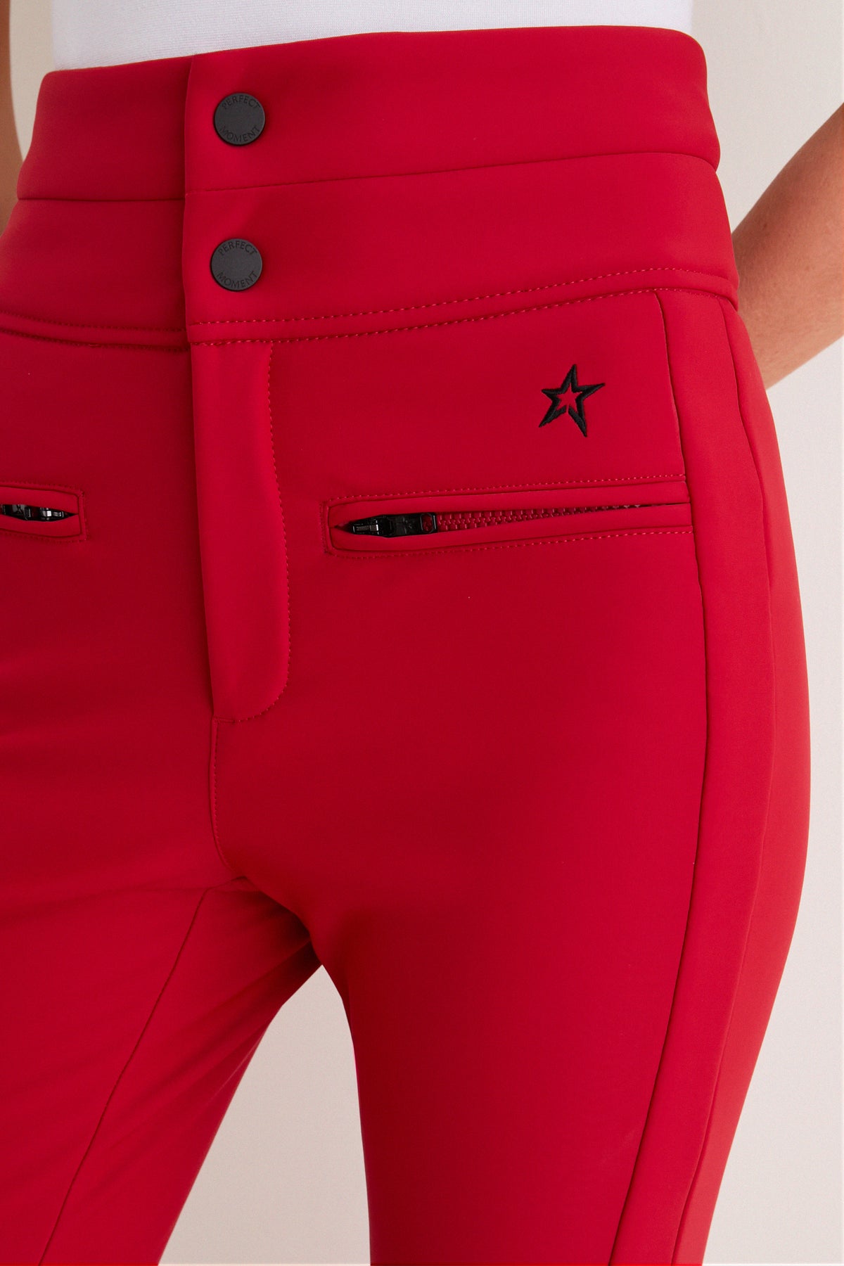 Red Aurora High Waist Flare Ski Pant