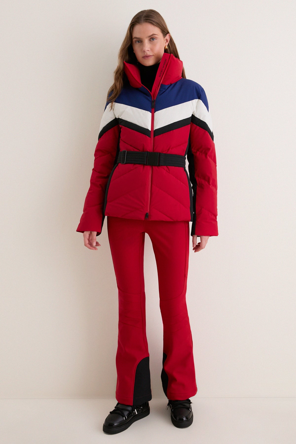 Red Aurora High Waist Flare Ski Pant