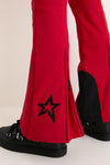 Red Aurora High Waist Flare Ski Pant