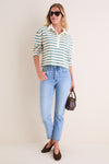 Hunter and Ecru Rugby Crop Shirt
