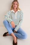 Hunter and Ecru Rugby Crop Shirt
