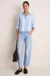 Light Denim Long Sleeve Boxy Crop