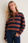 Tobacco and Navy Rugby Crop Shirt