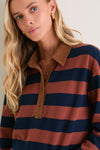 Tobacco and Navy Rugby Crop Shirt