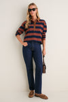 Tobacco and Navy Rugby Crop Shirt
