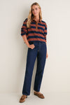 Tobacco and Navy Rugby Crop Shirt