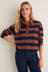 Tobacco and Navy Rugby Crop Shirt