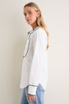 White and Black Trim Tuxedo Shirt
