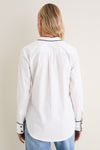 White and Black Trim Tuxedo Shirt