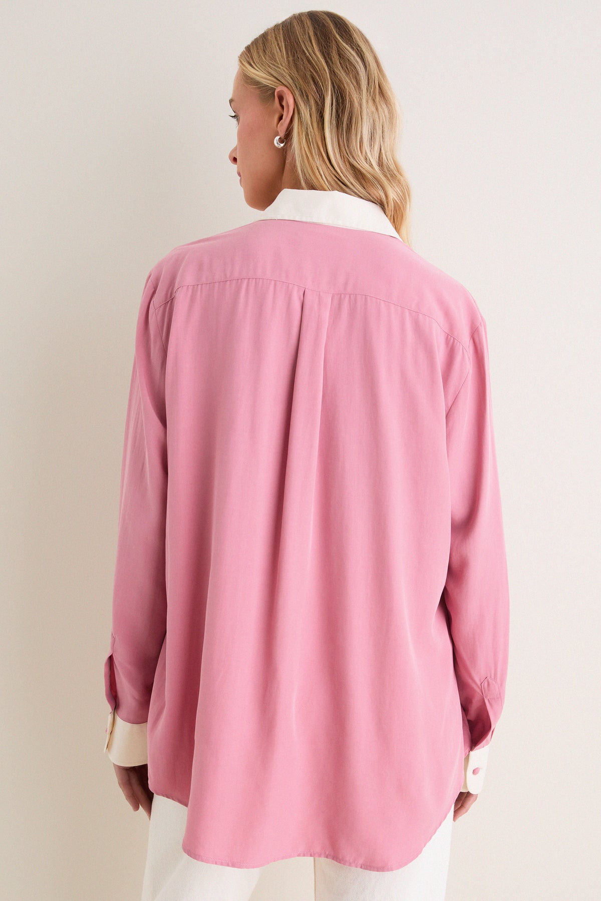 Rose and Cream Collar Silky Shirt