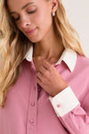 Rose and Cream Collar Silky Shirt