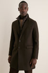 Dark Brown Diagonal Topcoat with Shiny Nylon Windguard