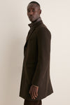 Dark Brown Diagonal Topcoat with Shiny Nylon Windguard