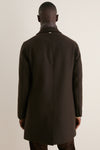 Dark Brown Diagonal Topcoat with Shiny Nylon Windguard