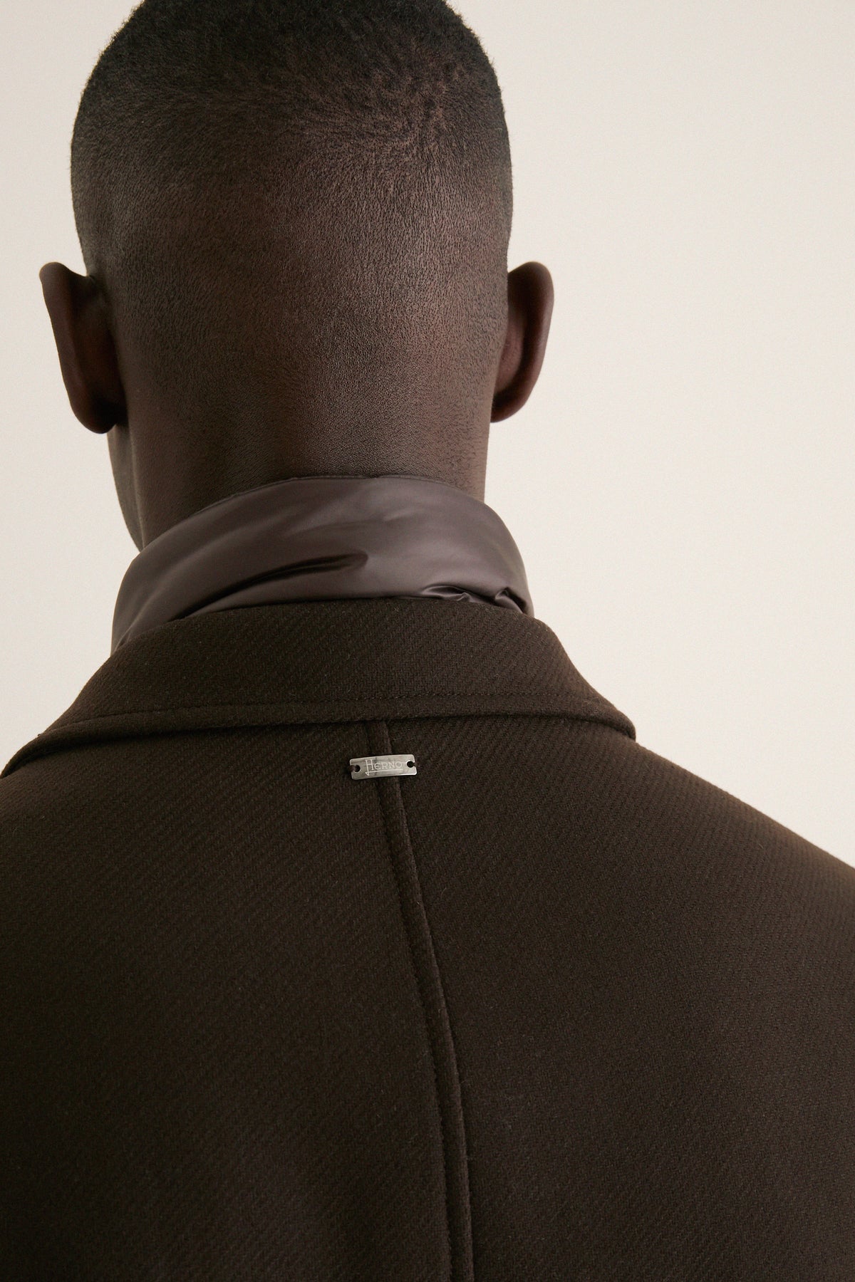 Dark Brown Diagonal Topcoat with Shiny Nylon Windguard