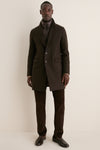 Dark Brown Diagonal Topcoat with Shiny Nylon Windguard