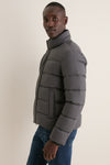 Charcoal Gray Bomber Jacket with Faux Fur Collar