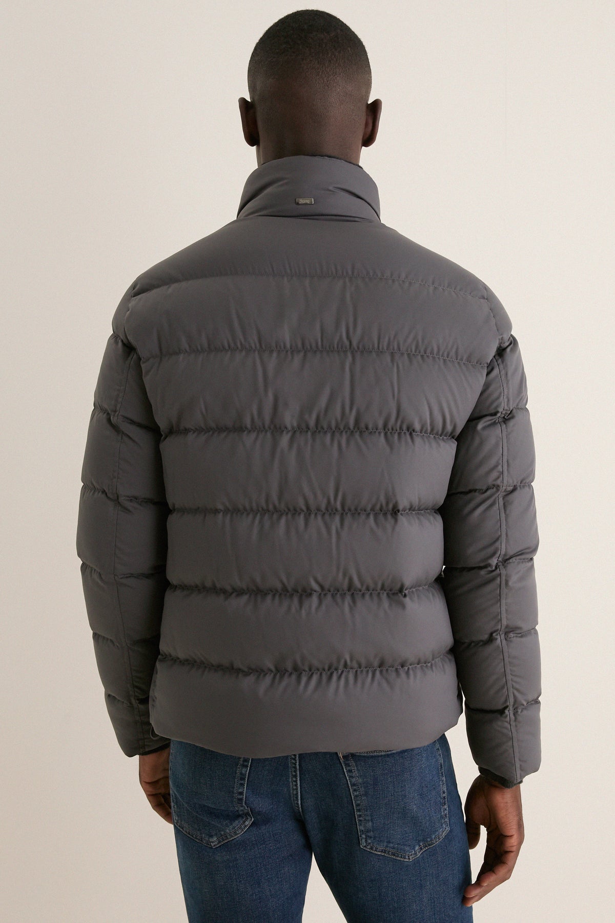 Charcoal Gray Bomber Jacket with Faux Fur Collar