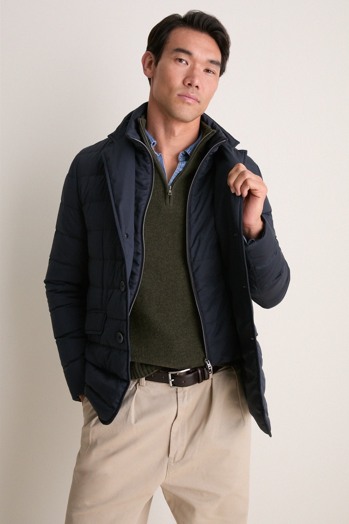 Navy Quilted Blazer with Windguard
