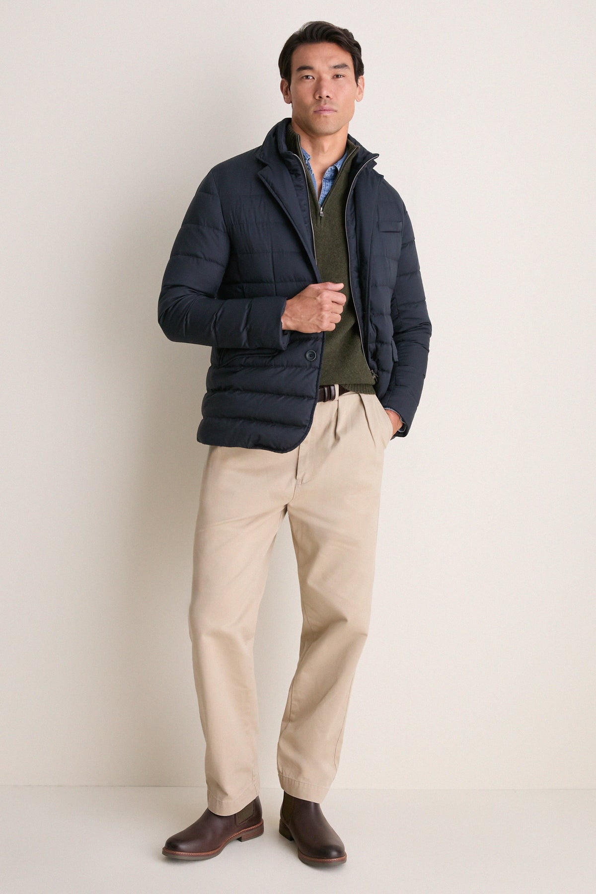 Navy Quilted Blazer with Windguard