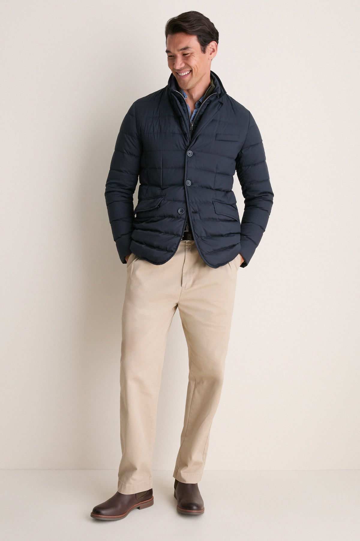Navy Quilted Blazer with Windguard