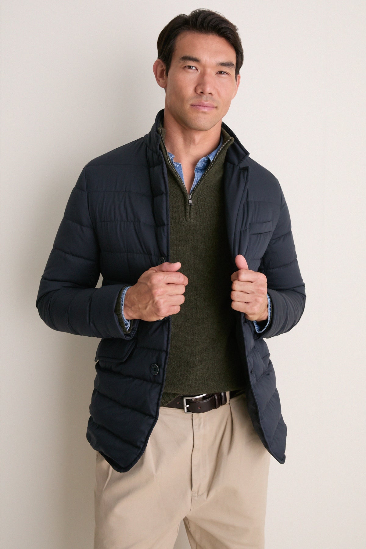 Navy Quilted Blazer with Windguard