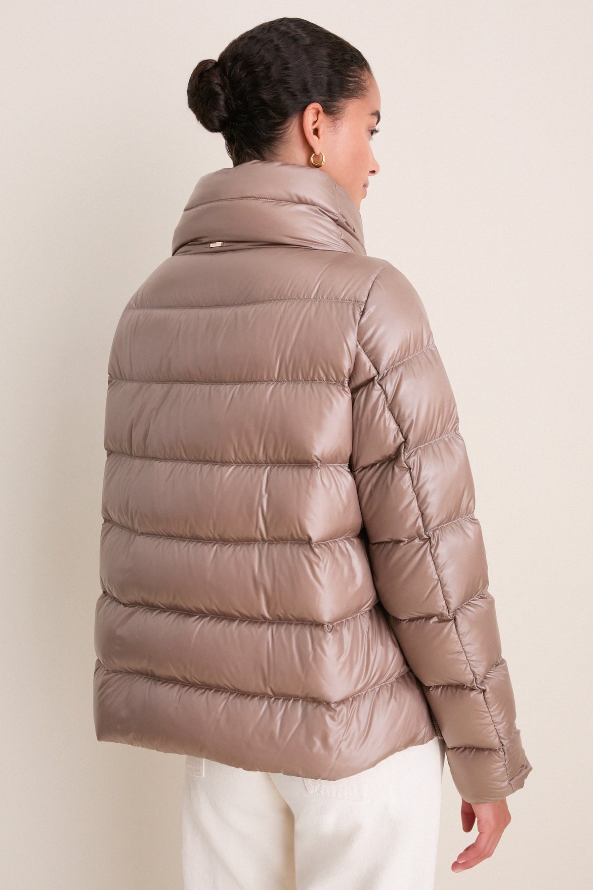 Taupe Nylon Ultralight Jacket with Side Snap