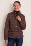 Dark Brown Sateen Nylon Quilted Blazer